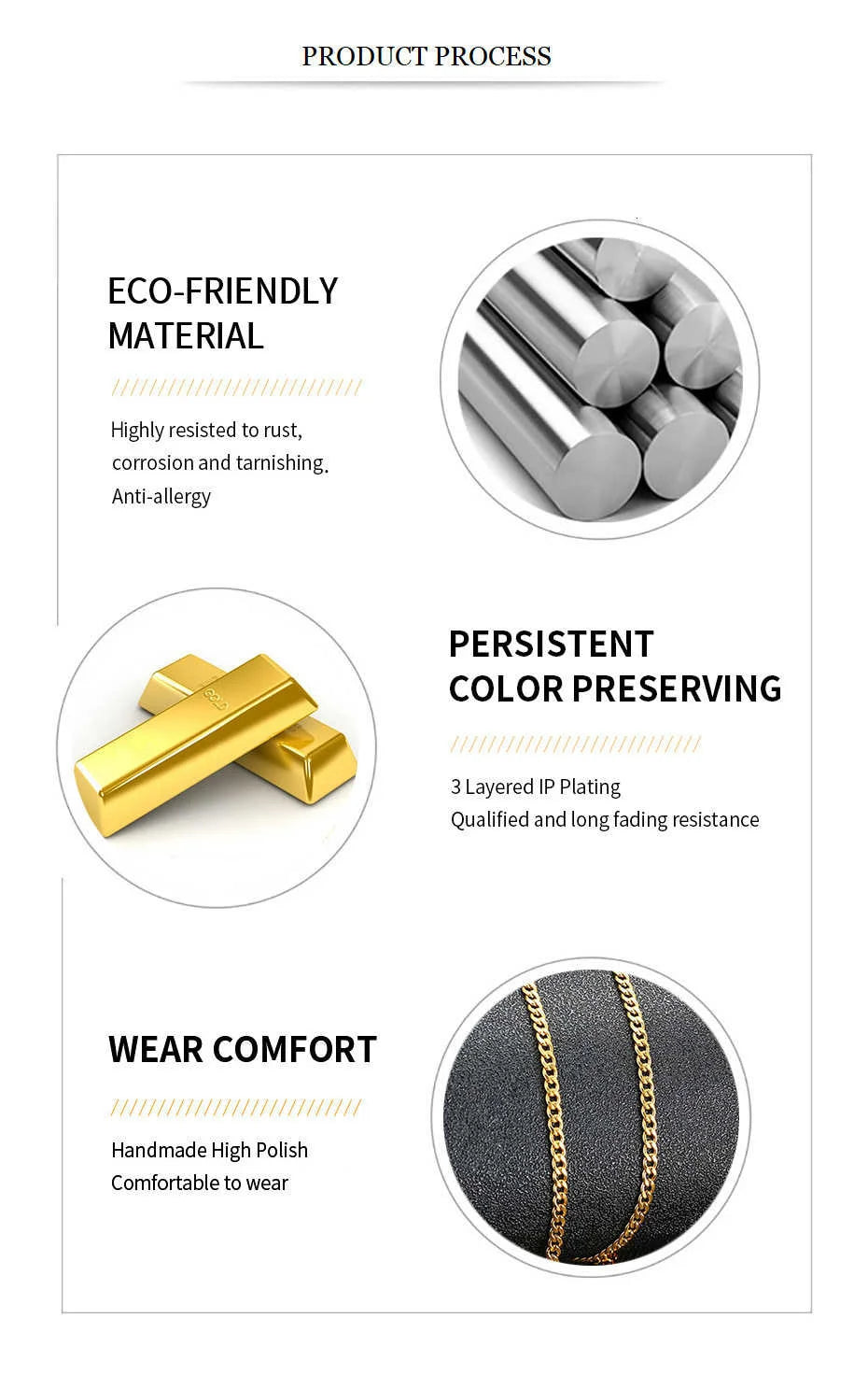 Vnox- Collier chaîne à maillons cubains pour hommes