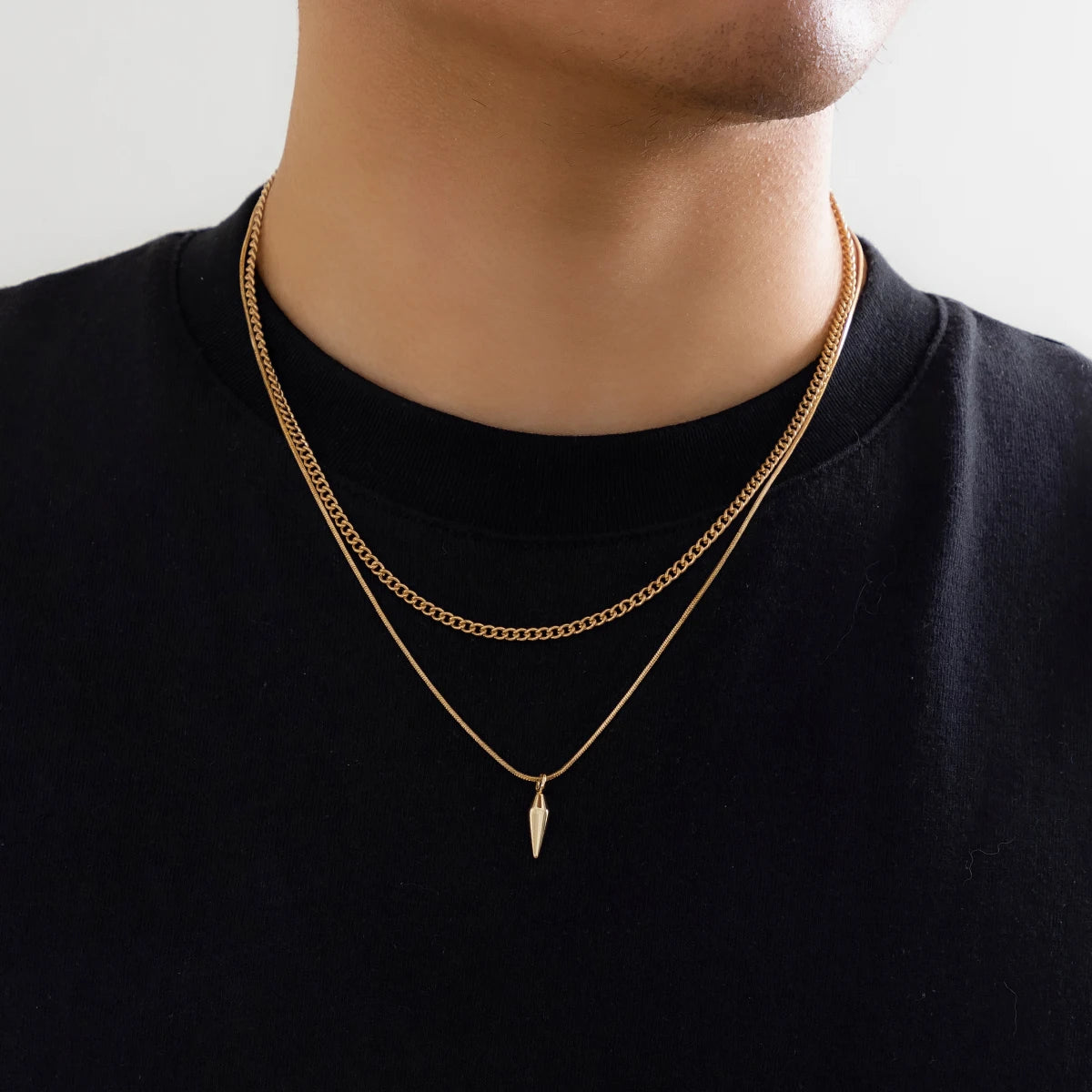 KunJoe 2 pièces/ensemble pendentif à rivets en métal en acier inoxydable collier