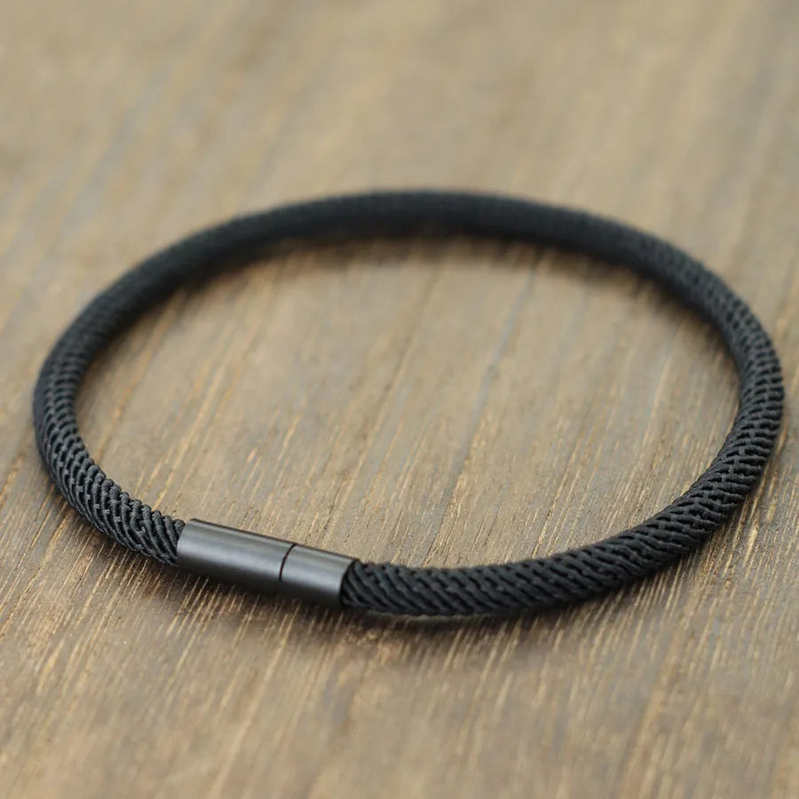 Bracordon en Nylon de qualité A de 4mm, fermoir noir