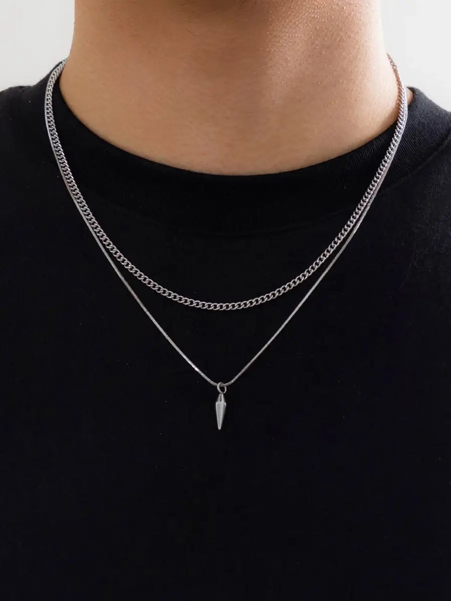 KunJoe 2 pièces/ensemble pendentif à rivets en métal en acier inoxydable collier