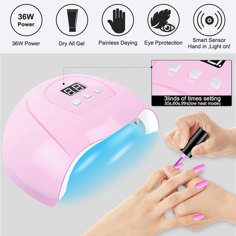 Kit de vernis à ongles Gel avec lampe UV, perceuse à ongles électrique