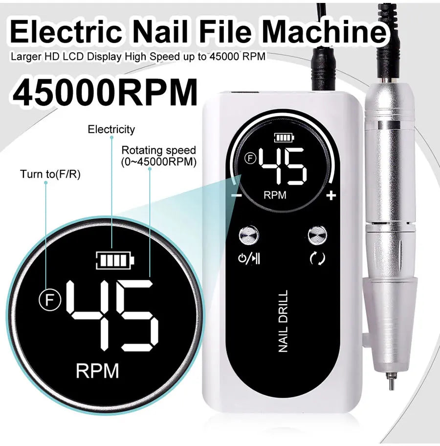 Perceuse à ongles électrique Portable professionnelle 45000 tr/min