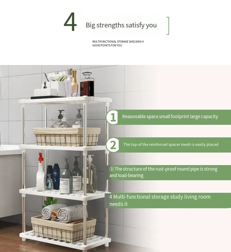 Support de rangement multifonctionnel à quatre couches pour salle de bain