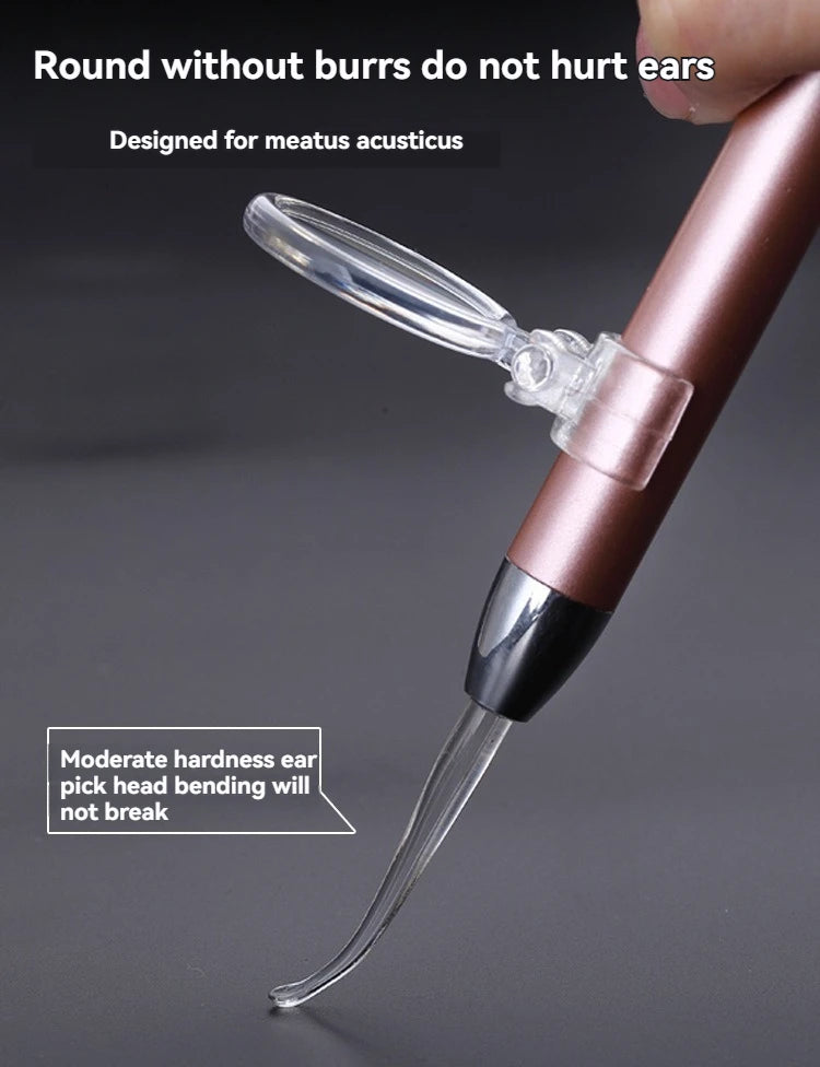 Pelle d'oreille lumineuse, cuillère d'oreille en acier inoxydable avec lumière