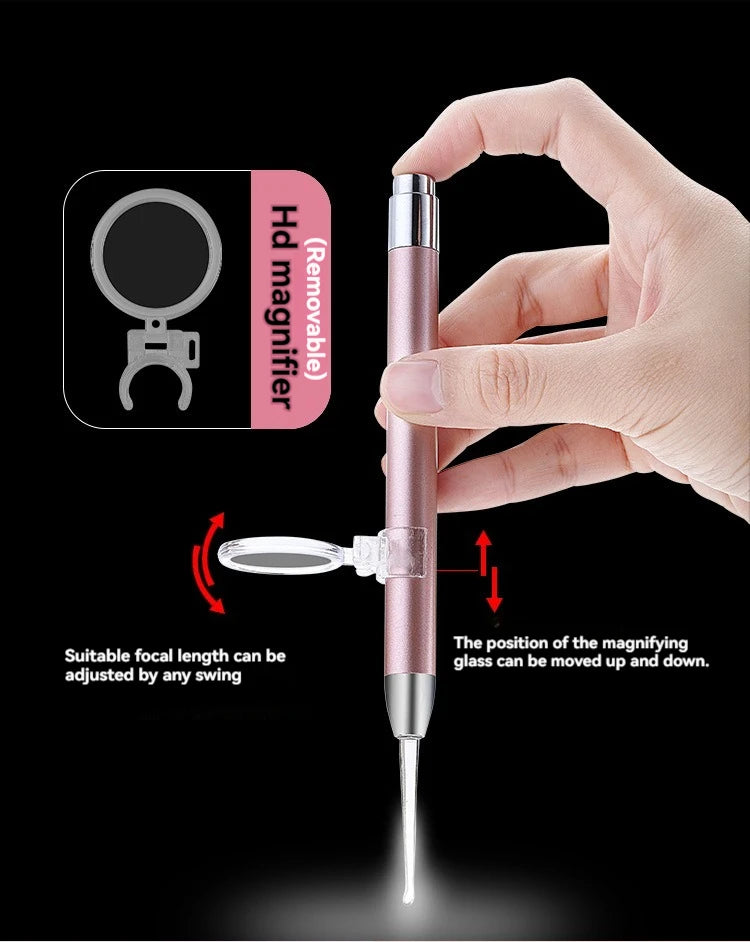 Pelle d'oreille lumineuse, cuillère d'oreille en acier inoxydable avec lumière