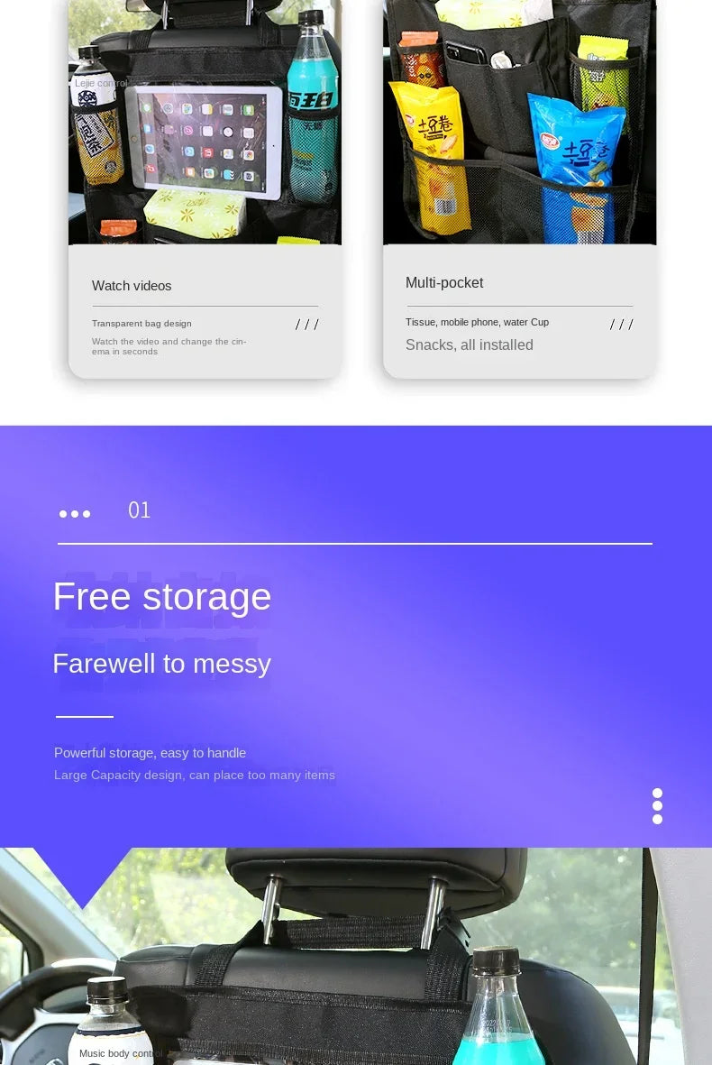 Organisateur de siège arrière de voiture avec support de tablette
