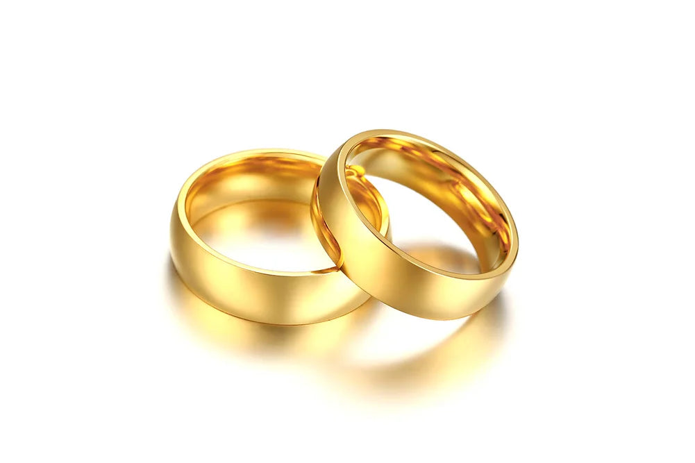 Bague de fiançailles en acier inoxydable pour femmes et hommes