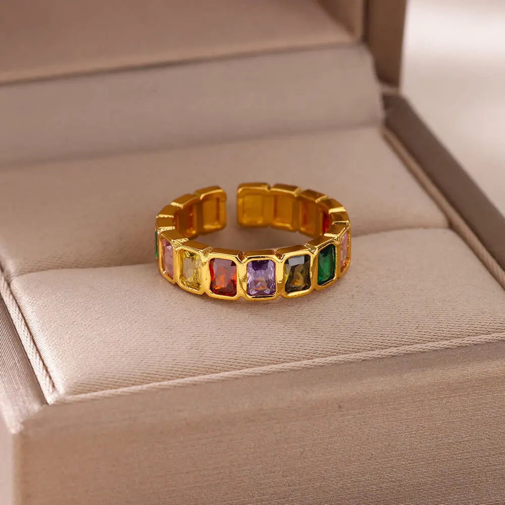 Bague en Zircon cubique coloré pour femmes