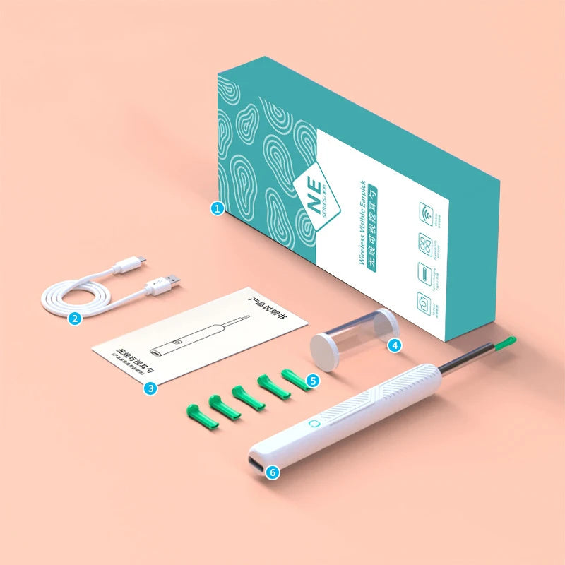 Nettoyeur d'oreille visuel intelligent avec caméra, bâtons d'oreille